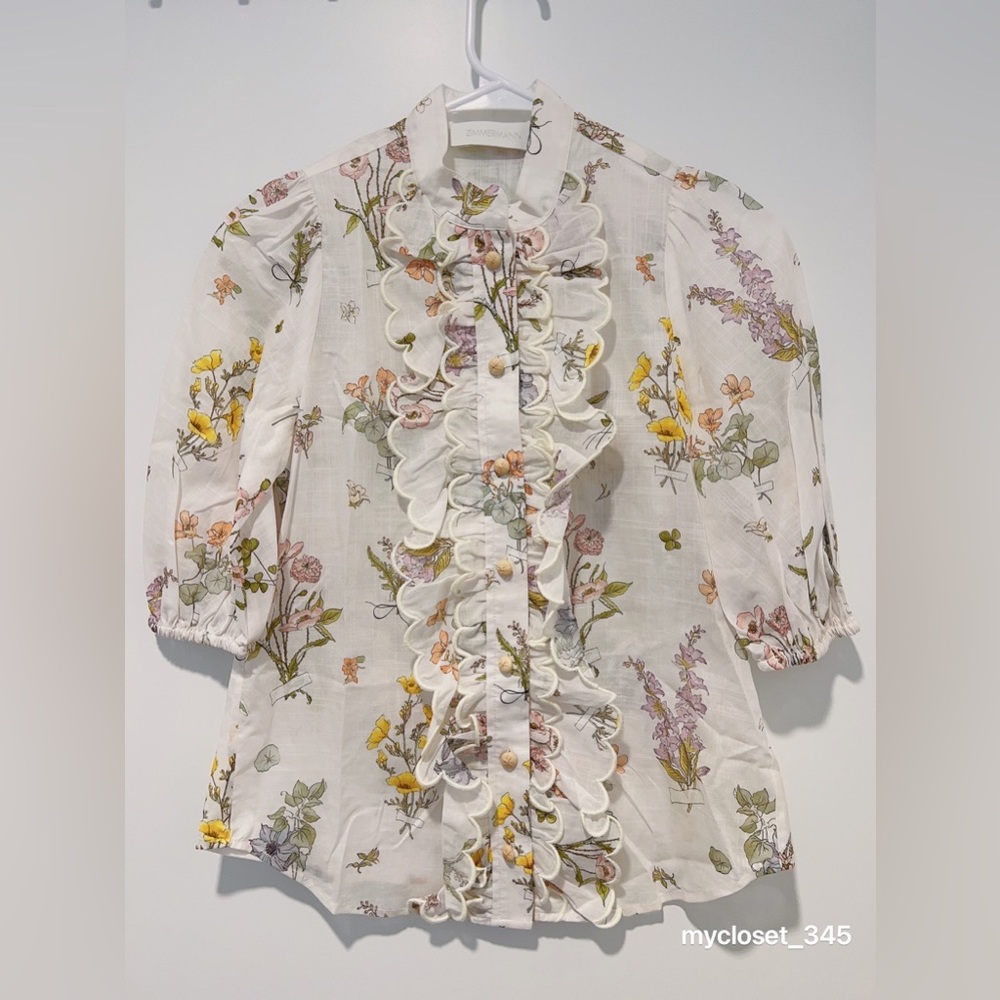 NWT AU0p ZIMMERMANN Jeannie floral-print blouse